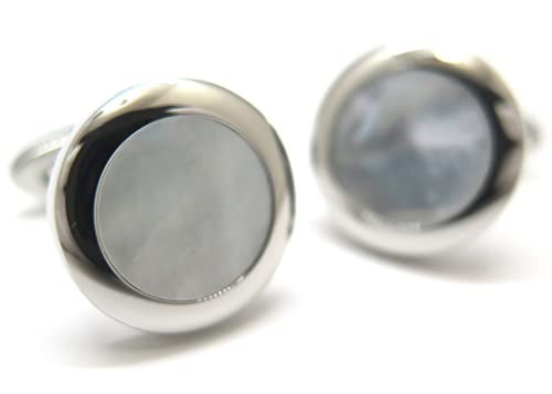 モンテグラッパ(MONTEGRAPPA) クラシコカフス（白蝶貝、スティール） (カフスボタン/カフリンクス)