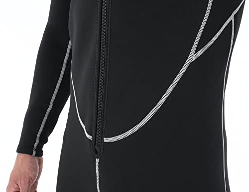 SEAC Carezza Man, Muta Lunga Monopezzo in Neoprene bifoderato da 2 mm, con Cerniera Anteriore e Protezioni in PU sulle Ginocchia Uomo, Nero, XXL