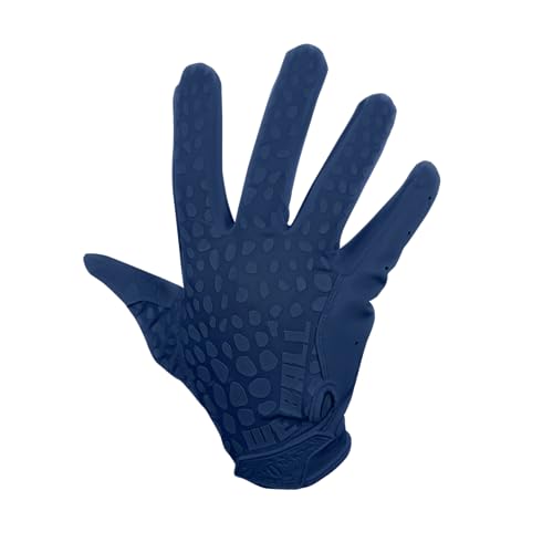We Ball Sports Hypr-Grip Football Gloves, Youth Sticky Silicone Palm Receiver Gloves, Navy (YM)