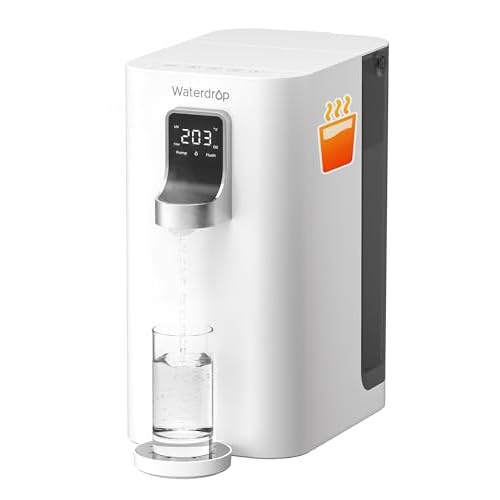【Instant Hot】 Waterdrop K19-H Countertop Reverse Osmosis System, Reverse Osmosis Water Filter Countertop, 3:1 Pure to Drain, 4 Temperature Options Water Dispenser, No Installation Ivory Whit