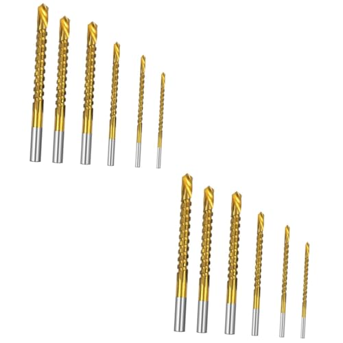 Housoutil 2sets Efficient Metal Carpenter Tool Serrated Drill Bits Metal Spiral Drill Bits Set for Aluminum Plastic 6pcs*2