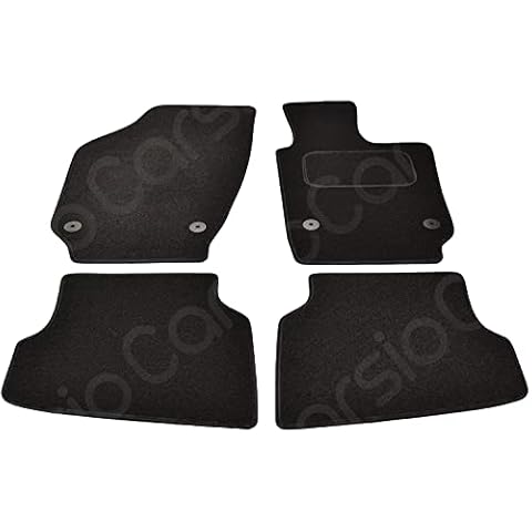 Carsio Tailored Black Carpet Car Mats for Volkswagen Polo 6R 2009-2016 - 4 Piece Set with 2 Clips Cover