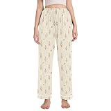 miaozhen Pantalones de pijama para mujer, elásticos, para aventura, color marrón claro, pantalones de pijama para mujer, Adventure Slate Space marrón claro, S