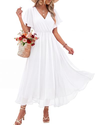 Bebonnie White Dress Women Graduation: Ladies Summer Short Sleeve Flowy