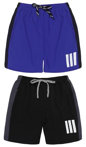 Image of Pack 2 Polyester Sports Shorts for Boys & Girls with Zipper Pockets