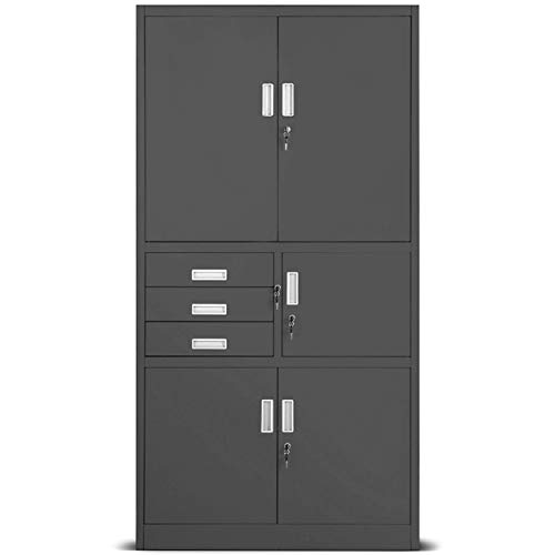 Jan Nowak Armario de Oficina Metálico C018S II Archivador Caja Fuerte Compartimento Secreto 3 Cajones Chapa de Acero con Recubrimiento de Polvo 185 cm x 90 cm x 40 cm - imagen 5