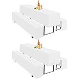 Teruntrue Bierzeltgarnitur Set 3tlg. Einzigartig Gestaltete Hussen für Bierzeltgarnitur 220 x 50cm – 2 Husse Biertisch + 4 Bierbank in Weiß - Biertischhusse Bierbankhusse – Weiß