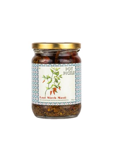 POT PICKLE Stuffed Red Chilli Pickle | Lal Mirch Ka Achar Homemade Style | Authentic Bharwa Mirchi Achar | Less Oil No Onion No Garlic | Traditional Indian Pickle (500 Gram Pack of 2)