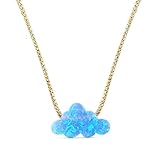 Blue Opal Cloud necklace Cute Fire Opal Little Girl Cloud Charm Sky Weather Necklace (Gold Filled - Blue Opal)