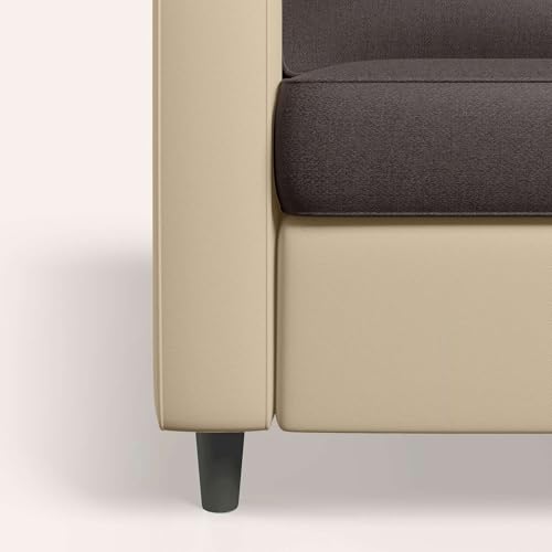 Image of Interio by Godrej Sofa, Glee 1 Seater Fabric Sofa, 1-Year Warranty, Cream and Coffee Brown