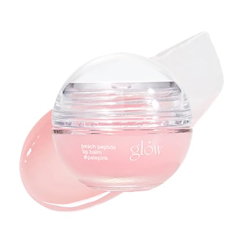glow ピーチペプチドリップバーム #ペールピンク：クルエルティフリー、人工香料フリー、エッセンシャルオイルフリー、ナリシング&モイスチャーリップ、ピーチフレーバーリップバーム、8.5g（0.3オンス）