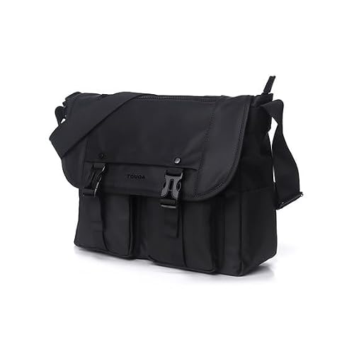 TOUGA Sling Crossbody Bag Black with Laptop Compartment