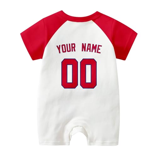 Image of KREDE Baby Clothes Unisex Bodysuit White Custom Name Number for Baby Boys