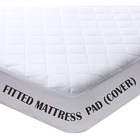 Full Mattress Pad Cover Fitted - Full Bed Mattress Cover Size 54x75 inches Stretches to 16 Deep Pocket- Fitted Quilted Sheet for Full Mattress, White Cover