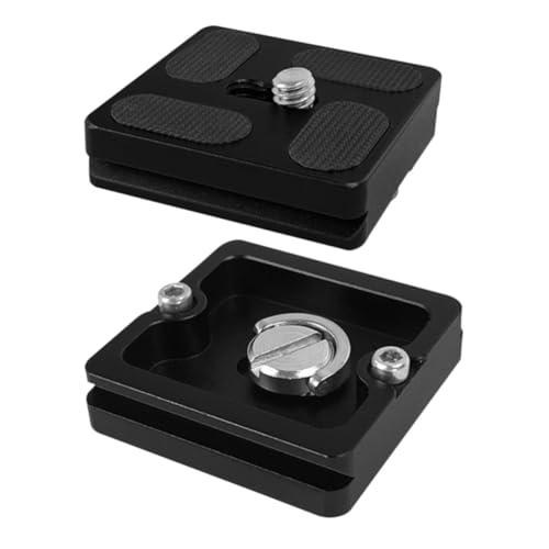 Placa de liberación rápida de aluminio negro resistente con tornillo 1/4 para cámaras, 2 uds
