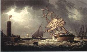 Peinture à l'huile Robert Salmon tableau navire échoué souvenir maritime 1821