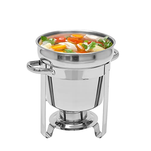 SanBouSi Edelstahl Chafing Dish Runde Wärmebehälter Buffet Edelstahl Speisenbehälter Suppe-Chafer-Set Wärmende Töpfe Speisewärmer 7L