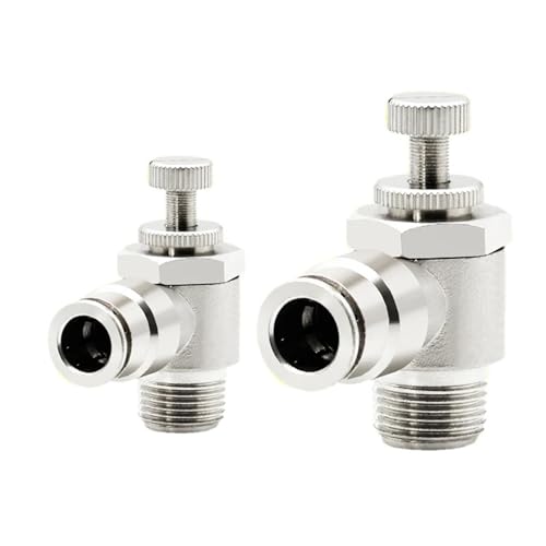 MDPXTJOG 6PCS All Copper Nickel-Plated Quick Trachea Pneumatic SL4/6/8/10/12mm Cylinder Speed Valve Throttle Valve External Thread(SL6-01)