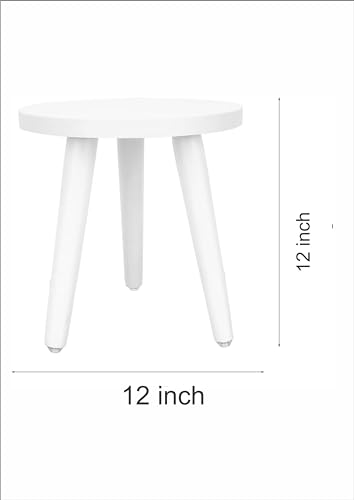 Image of WOOYNEX WOODEN Multifunctional Plant Stand - Modern Home Decor, Wood Planter Holder for Flower Pots, For Living Room Bedroom Balcony Indoor and Outdoor - Kids Stool-(White-a)