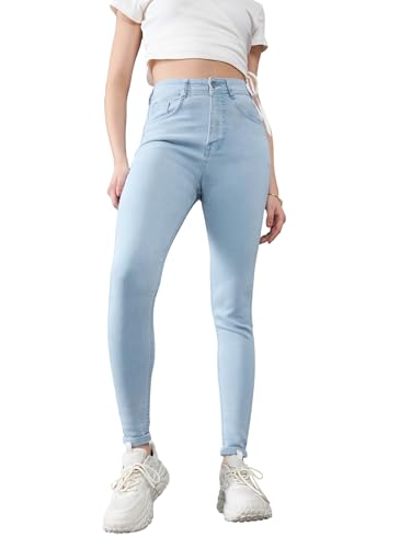 Image of Dolce Crudo Women's Skinny High Rise Bleached Cropped Stretchable Denim Jeans