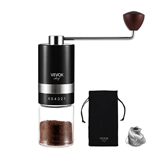 VEVOK CHEF Manual Coffee Grinder Mini Hand Coffee Grinder 6 Adjustable Setting Stainless Steel Conical Burr Mill Portable Hand Crank Coffee Bean Grinder Fine for Espresso Gift