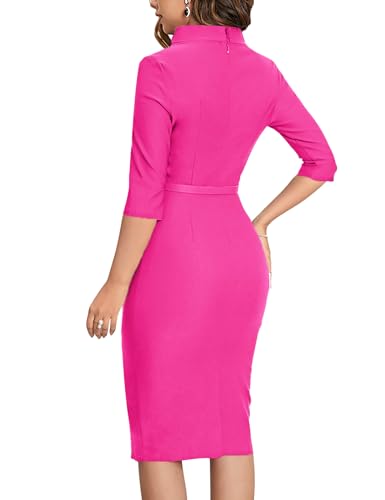 Image of MUXXN Women's 1950s Vintage 3 /4 Sleeve Elegant Collar Cocktail Evening Dress