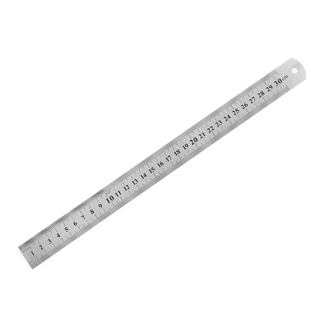 Stainless Steel Double-Sided Straight Ruler, 30cm, Centimetre and Inch Scale