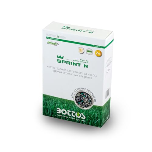 Bottos Sprint N 2 kg - Concime Fertilizzante granulare per tappeti erbosi - Azoto a cessione programmata per l'immediato rinverdimento - Prato Erboso Shop