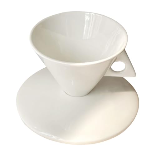 Cabilock Set Tasse à Café et Soucoupe Céramique Blanche pour Thé Espresso Latte Design Simple et Maison Café Restaurant