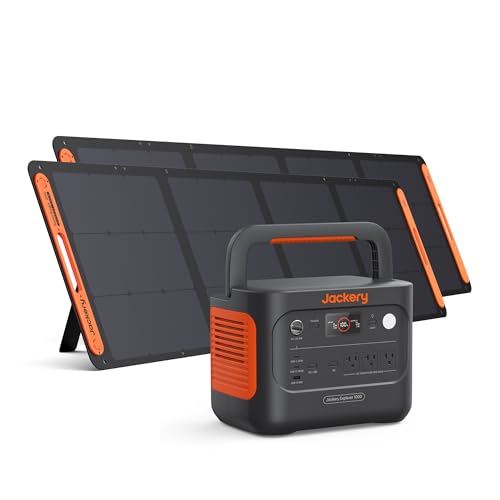 Jackery Solar Generator 1000 v2 with 2 * 200W Solar Panels, 1070Wh LiFePO4 Portable Power Station, 1500W AC Output, 1hr Fast Charge, Backup Power for Outdoor Camping, RV, Off-Grid & Emergenc
