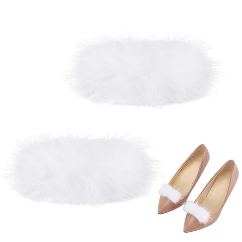 PH PandaHall 2 clips desmontables para zapatos, con pompón de piel, para decoración de zapatos, hebilla, rectangular, zapatos de felpa, dijes para zapatos de tacón alto, botas, sombreros, zapatos