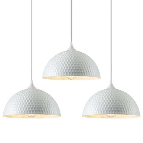 HOLOHATAL White Pendant Lights Kitchen Island, 16 Inch Hammer Dome Pendant Light, Modern Farmhouse Pendant Light for Kitchen Island, Dining Room, Bar, 2 Pack by HOLOHATAL - Used condition - CA$108.92