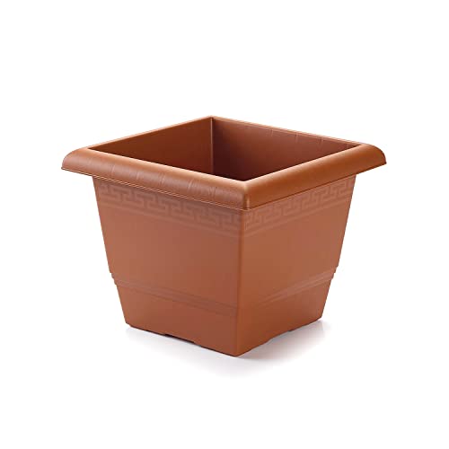CABLEPELADO Macetero Cuadrado de plástico, Maceta Cuadrada de plástico, Jardinera Cuadrada, Tiesto Cuadrado de plástico, Plástico, Apto balcón, jardín, Patio, 20 cm Ancho x 20 cm Alto, Marrón