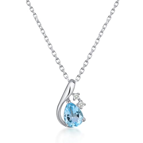 [PHNIBIRD] トパーズ ネックレス レディース 金属アレルギー対応 シルバー925 錆びないネックレス 水色 11月誕生石 ペンダント シンプル 誕生日 記念日 バレンタイン ギフト ホワイトデー お返し 入学式 卒業式 女性 人気 20代 30代 40代 - PHNIBIRD - 商品画像