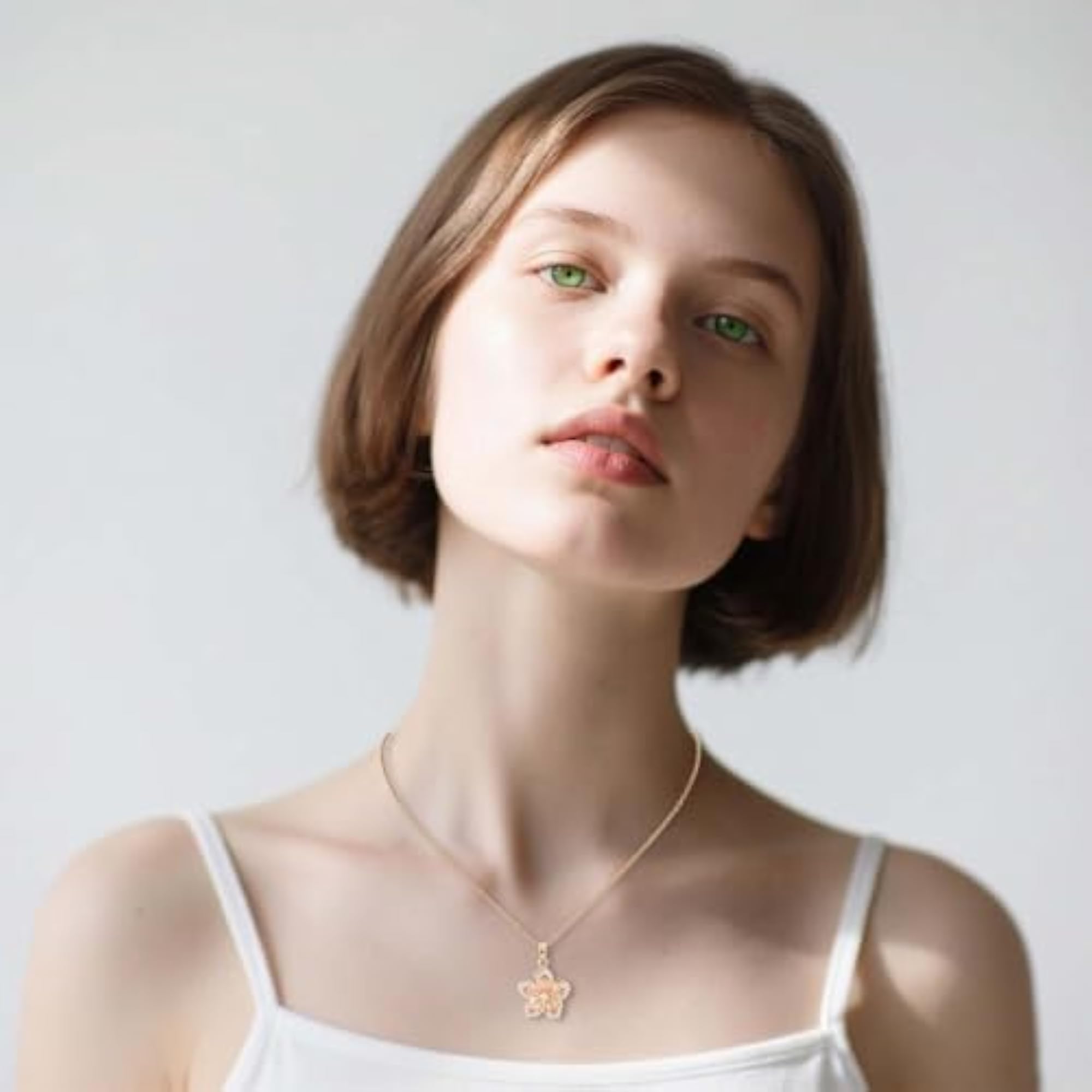 Delicate Rotatable Crystal Bauhinia Flower Pendant Necklace