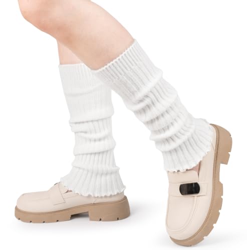 Image of BomKinta Leg Warmers for Women - Soft Fashion Knit Calf Accessories Gifts - Cute 80s Ruffle Leg Sleeves for Party Yoga