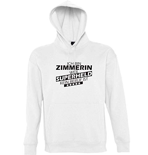 Sweat à capuche Ich Bin Zimmerin blanc protection thermique et manches longues