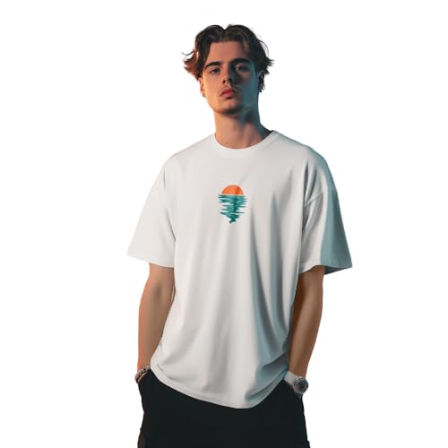 Image of Nobero Men's Oversized Graphic T-Shirt for Men | Soft Cotton | Drop Shoulder Relaxed Fit | Printed Casual Tshirt for Men