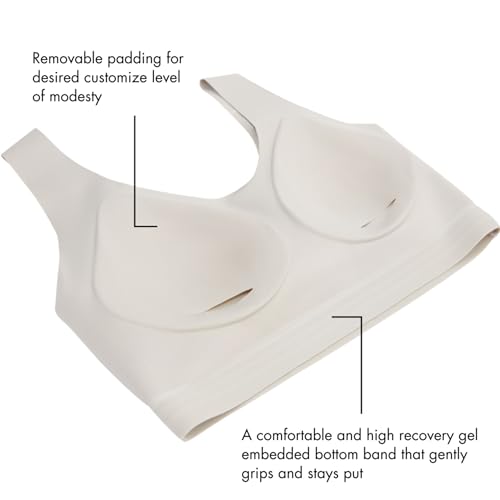 Image of Floatley to The T-Shirt Scoop Neck Bra for Women, Silky Comfort Wirefree Seamless Grip Band Pullover Bra with Removable Pads