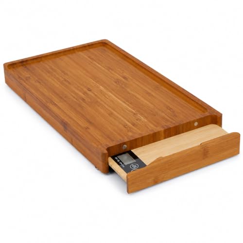 Tabla de cortar rectangular de bambú con balanza integrada miniatura 1