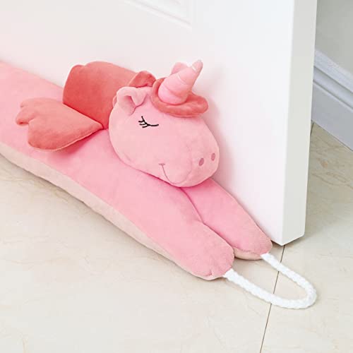 Image of Estimber Under Door Draft Stopper Decorative Wind Stopper 36 inch for Door & Window, Weighted Animal Air Draft Stopper Snake Noise Blocker for Bottom of Door with Hanging Loops - Unicorn