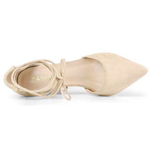 Image of Allegra K Women's Pointed Toe Chunky Heels Lace Up Sandals Pumps