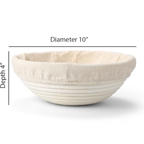 Saint Germain Bakery Premium Round Bread Banneton Basket with Liner - Perfect Brotform Proofing Basket for Making Beautiful Bread (10 inch)