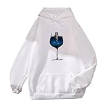 LLOTODO Sudadera con capucha para mujer, manga larga, con capucha, impresión de moda, otoño, ligero, informal, blusa, A-blanco, 50