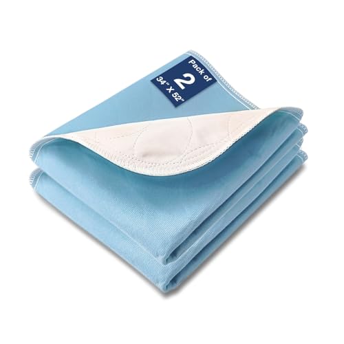 SOLOSHINE Bed Pads Washable Waterproof, 52' x 34' (2 Pack) Incontinence Bed Pads, Waterproof...