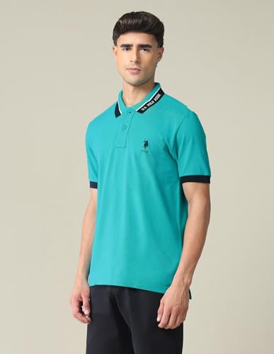 Image of U.S. POLO ASSN. Solid Slim Fit Polo T Shirts for Men - 100% Cotton, Half Sleeves Mens Tshirt