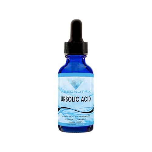 Absonutrix Ursolic Acid 590mg 4 Fl Oz Bottle 200 Highly Potent Servings High Bioavailability Quick Absorption Third-Party Tested GMP-Certified Non-GMO Cruelty-Free Products Made in USA