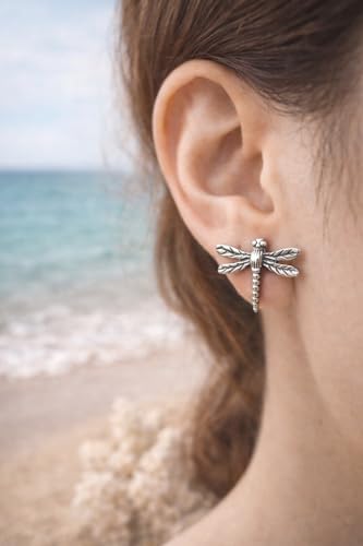 Boucles d'oreilles libellule argent 925 clous discrets au quotidien - 6