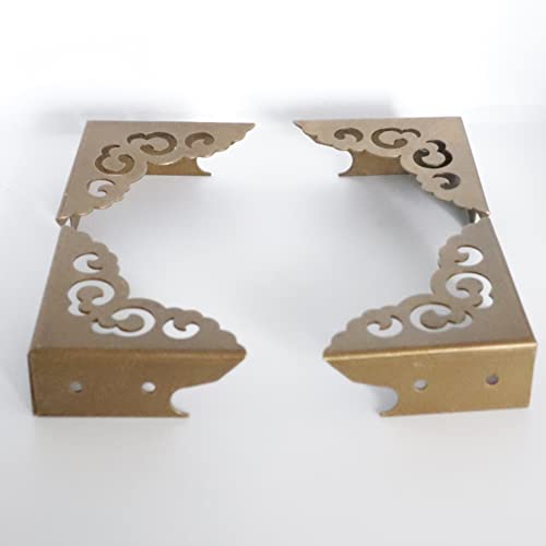 Image of Metal Corner Guard Zinc Alloy Box Corner Protector Decorative Edge Cover Safety Guard Cabinet Furniture Corner Metal Bumpers Pack of 4
