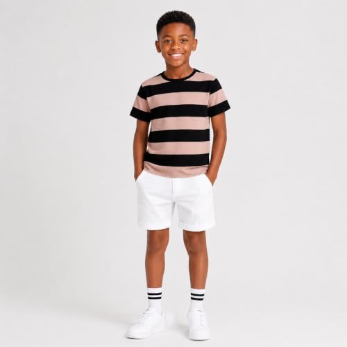 Image of Mud Kingdom Boys Girls T-Shirts Rainbow Stripe Cotton Unisex Top